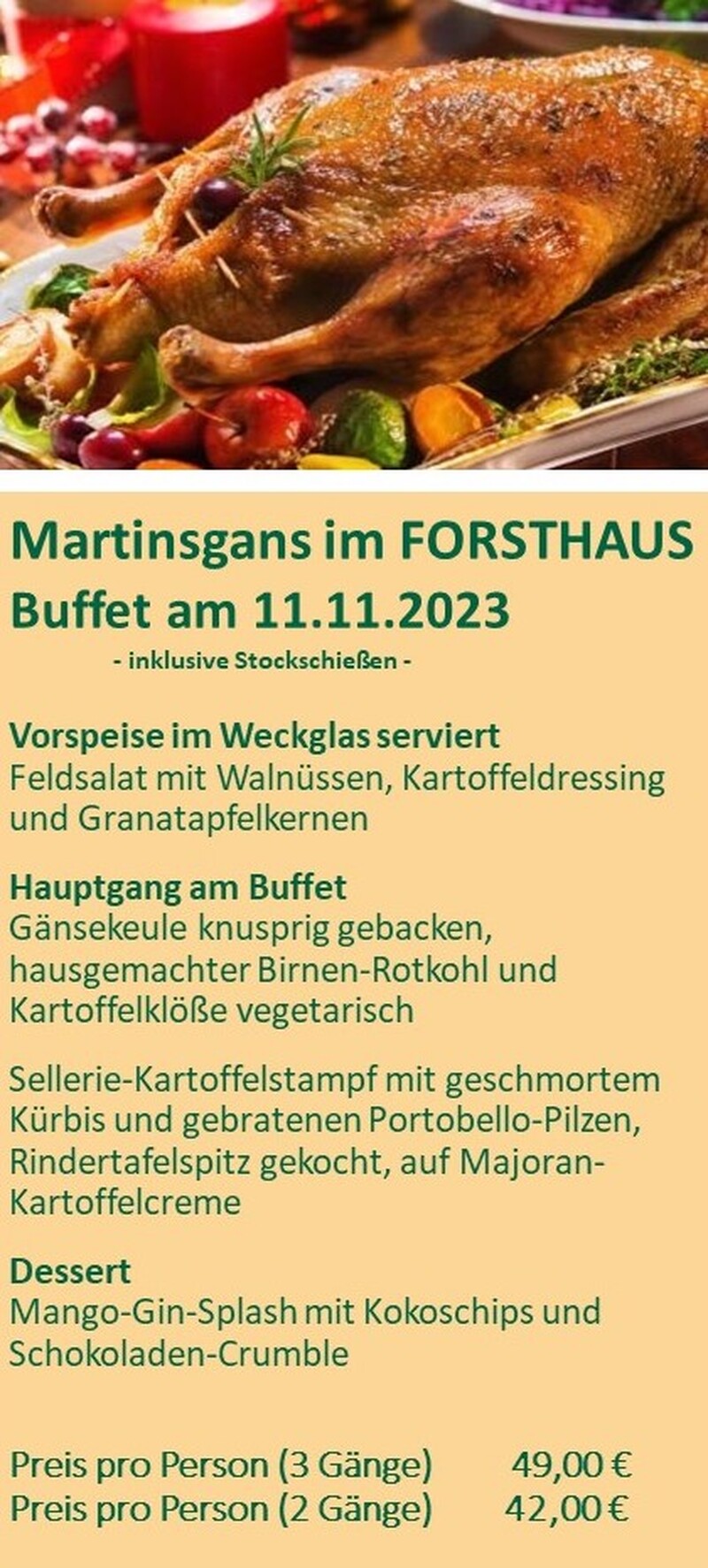 Martinsgans-Essen im Forsthaus, Birkenwerder
